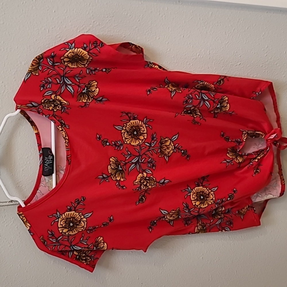 Red flower shirt